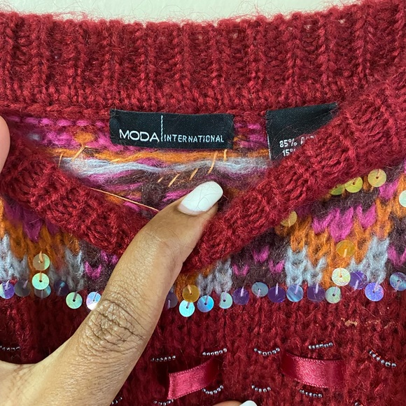 Moda international mohair blend wine red sweater - Picture 5 of 9